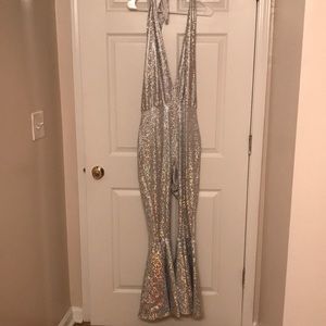 70’s Silver Bell Bottom Jumpsuit